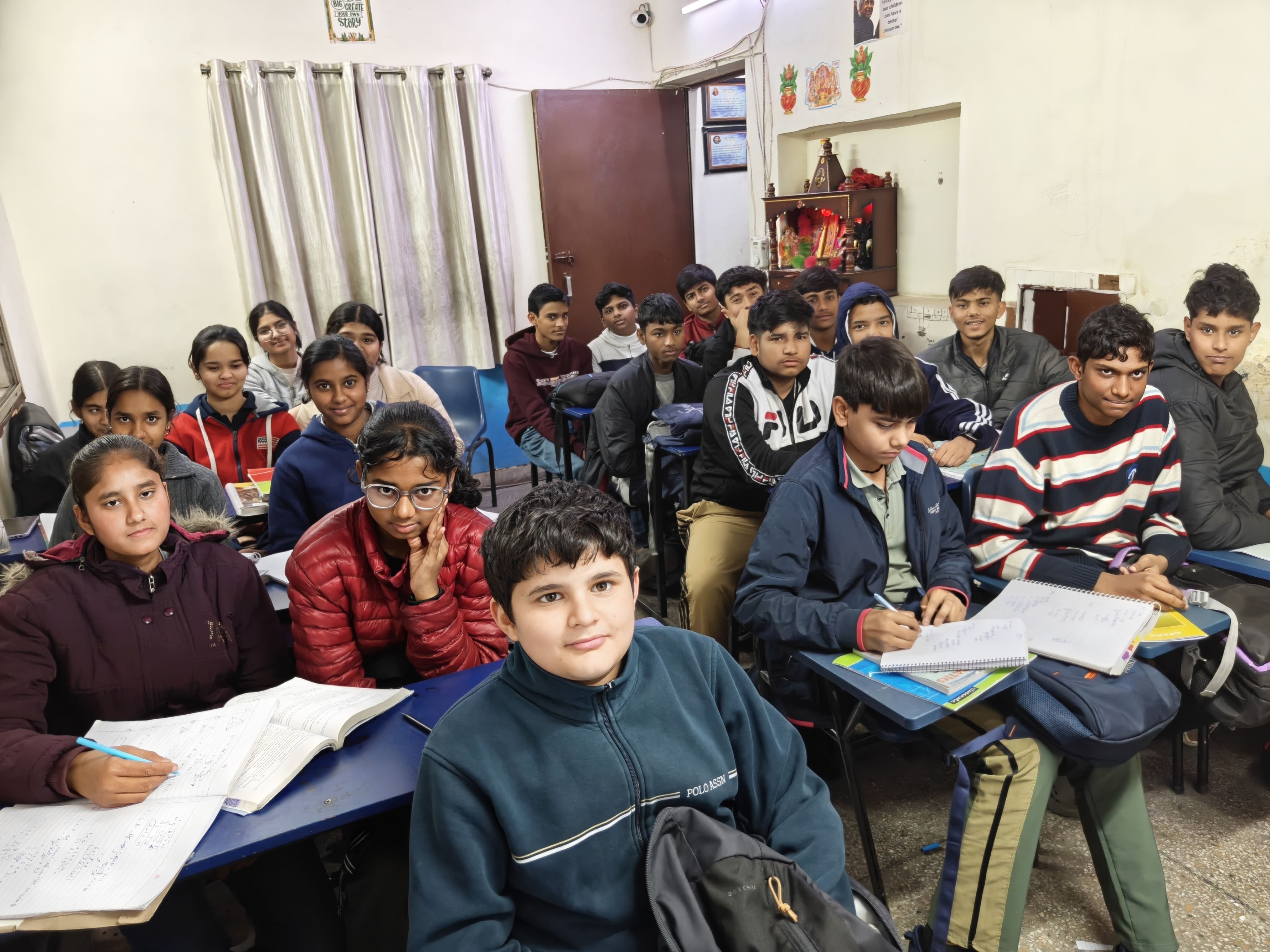 Students studying in classroom