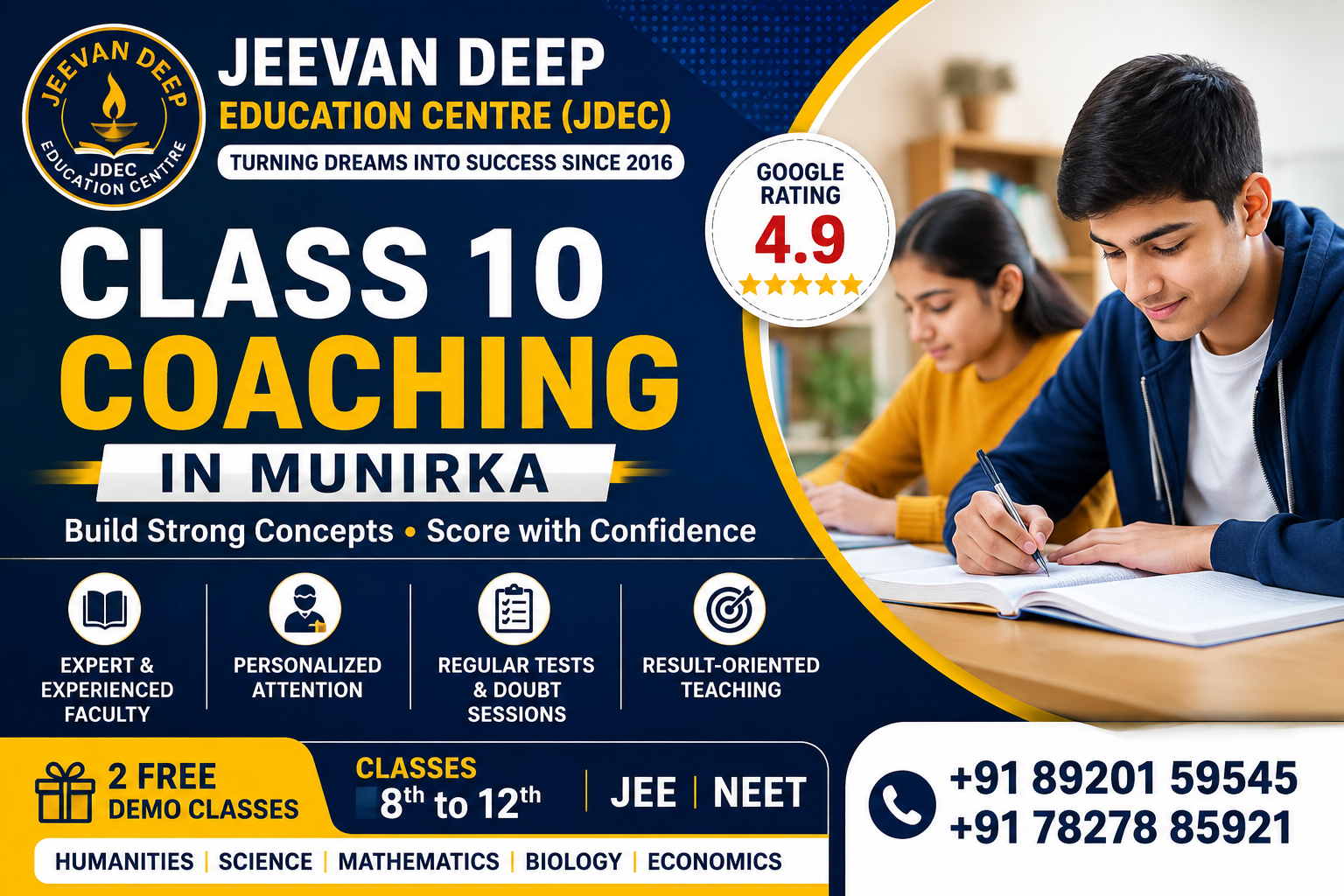 Class 10 Coaching in Munirka | Expert Guidance & Regular Tests | JDEC