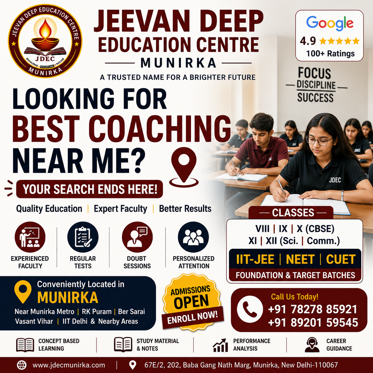 Looking for the Best Coaching Near Me? Choose Jeevan Deep Education Centre in Munirka