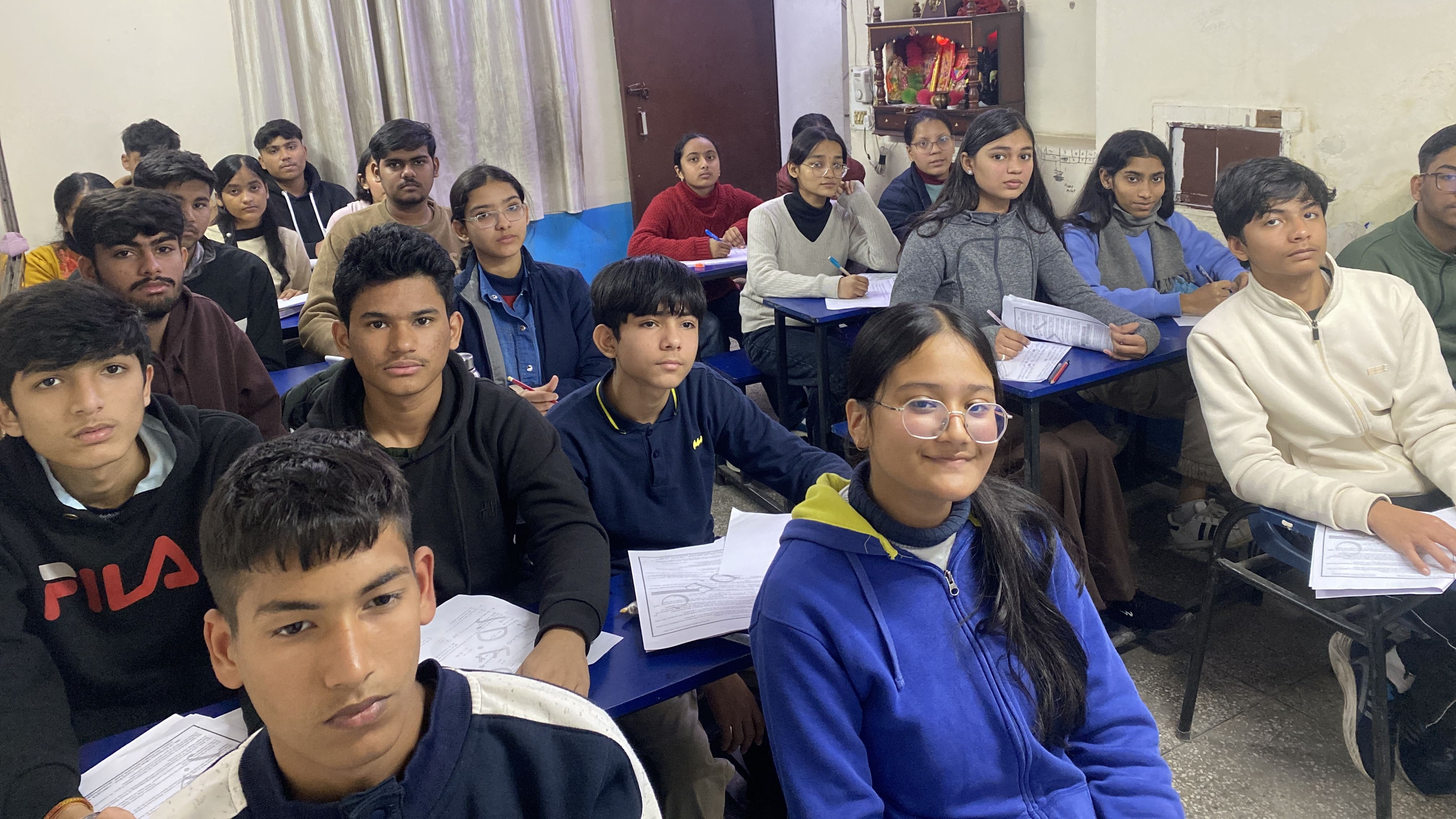 Students studying in classroom